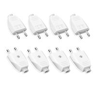 Vecbmn 8 Piezas Enchufe Macho Plano Europeo, Clavija 250V 2.5A Tipo F 2Pines, Conector Schuko para Cable, Color Blanco