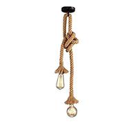 Vecys Lámpara Colgante de Doble Cabezal en Cuerda de Cáñamo Lampara Techo Cuerdas Lapara de Cuerda Lampara Cuerda Vintage para Cafeterías, Restaurantes, Bares, etc. (300 CM)
