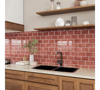 VEELIKE Azulejos Adhesivos Naranja Retro 3D Rectangulares Vinilos Cocina Azulejos Adhesivos Baño Baldosas Adhesivas Pared Cocina Impermeable Pegatinas de Baldosas Extraíble 30,5 cm×30.5 cm 6 Piezas