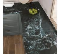 VEELIKE Papel pintado de mármol negro esmeralda envejecida, envoltura de vinilo de mármol negro verde brillante para cubierta de encimera de cocina, vinilo autoadhesivo para baño, cubierta impermeable