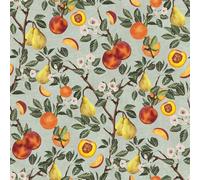 VEELIKE Papel Pintado Flores Peras Verde Retro Papel Pintado Estampado Flores Frutas Botánico 44,5cm x 300cm Vinilo Decorativo Autoadhesivo Pared Salvia Murales Decorativos Pared Cocina Baño Pasillo