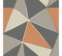 VEELIKE Papel Pintado Geometrico Abstracto Papel Autoadhesivo Pared Geometrico Naranja y Gris Moderno 44.5 cm × 300 cm Vinilo Adhesivo Muebles Habitacion Murales Decorativos Pared Salon Techo Cocina