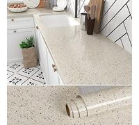 VEELIKE Papel Pintado Granito Amarillo Papel Autoadhesivo Pared Imitacion Piedra Papel Adhesivo para Encimera Papel Tapiz Cocina Lavable Papel de Pared Baño Comedor Vinilos para Muebles 40cm x 300cm