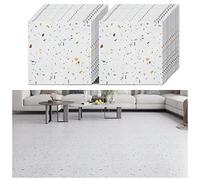 VEELIKE Suelo Vinilo Autoadhesivo Marmol Blanco Suelo Vinilico Granito Terrazo Vinilo Suelo Autoadhesivo Azulejos Papel Adhesivo para Azulejos Baño Baldosas Adhesivas Suelo 1.5mm 30cm×30cm 24 Piezas