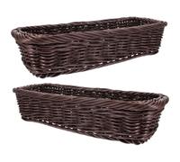 Veemoon 2 Piezas Cesta Tejida de Plástico Marrón para Cocina y Comedor, | Diseño Artesanal Delicado, Organizador para Palillos y Botes de Especias, Guarda muchos Artículos