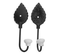Veemoon 2 Piezas Gancho de Pared Forma de Hoja, Gancho Decorativo de Pared Forma de Hoja de Árbol, Negro, Hierro y Cerámica, Resistente al Desgaste, Colgado Seguro, para Baño y Hogar