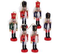 Veemoon 6 Piezas Cascanueces Navideño de Madera, Mini Juego de Soldados de
