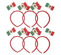 Veemoon Diadema Bandera Mexicana para Fanáticos del Fútbol, Pack de 6 Piezas, Accesorio Ligero para Fiesta y Disfraz, Banda Pelo Deportiva y Decorativa, Adecuado para