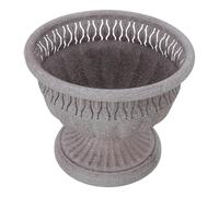 Veemoon Maceta de Metal Estilo Granja Vintage, Jarrón Urna de Boca Ancha Gris para Jardín y Patio, Macetero Grande Resistente Intemperie para Suculentas y Decoración Europea de Exteriores