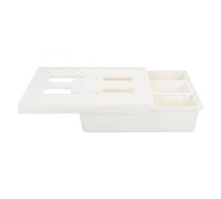 Veemoon Organizador de Escritorio Adhesivo Doble Cara sin Taladro para Cajón de Oficina, Caja de Almacenamiento Beige de Pp para Cosméticos y Control Remoto
