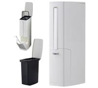 Veesper Bote de basura para baño Bote de basura delgado de 4, 5 l, estrecho con tapa emergente, escobilla y soporte para inodoro, cesto de rectangular con revestimiento extraíble, escurridor y alm
