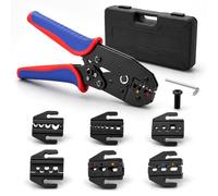 VeftBltrem Set 6 Piezas Pinza de Crimpar con Mordazas Intercambiables | Alicate de Trinquete para Terminales Aislados/No Aislados, Terminales de Cable, Puntas, Cable Solar