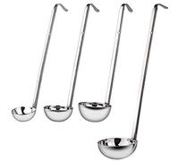 Vegena 4 cucharones de acero inoxidable para sopa, cucharón de alta calidad con mango de gancho, cuchara para sopa, utensilios de cocina, cuchara para regar, color plateado