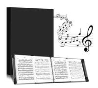Vegena Carpeta de Partituras de 4 Lados, Plegable A4, 52 Fundas Transparentes, Negra, Soporte para Partituras Musicales, Carpeta de Presentación, para Músicos Instrumentalistas