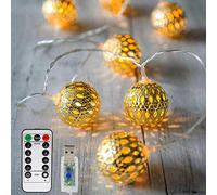 Vegena Luces LED de Hadas - Lámpara Decorativa de árbol de Navidad 3 m 20 LED Luces de Cadena de Hadas con Control Remoto 8 Modos de Luces de Navidad Regulables con USB Sin Batería, Blanco Cálido