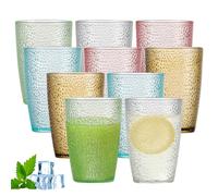 Vegena Paquete de 10 vasos de plástico, vasos de plástico de 380 ml, reutilizables, irrompibles, vasos apilables coloridos para el hogar, camping, fiesta y uso al aire libre