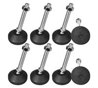 Vegena Paquete de 8 patas industriales M10 x 100 mm, plateado y negro, ajustables, atornillables, antideslizantes, para mesas, sillas, armarios, bancos de trabajo, hogares