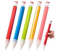 VEGOATY 5PCS Lápices De Color De Madera 35 cm, Lápices De Madera De Gran Tamaño Gigantes Con Tapa Y Goma De Borrar, Lápiz Gigante 35cm Escuela Papelería Suministros De Oficina Para Niños, Escuela
