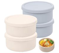 VEGOATY Juego de 4 cajas para pizzas con tapa, perfectas como caja para pizza, caja de fermentación, caja redonda, 14,5 x 6,5 cm, caja de masa para pizza con tapa, caja de fermentación plegable para