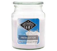 Vela aromática Candle Brothers Fresh Cotton, en cristal, 2 mechas, 510 g, 100 h de duración, blanca.