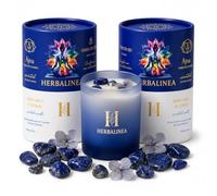 Vela Aromática de 100% Cera de Soja con Piedras Naturales y Flores Secas, Chakra Tercer Ojo, Vela Perfumada para Meditación, Yoga y Relajación, Decoración Zen, Regalo Original para Mujer, 160 g