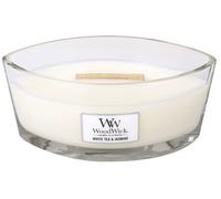 Vela aromática WoodWick White Tea & Jasmine con mecha de madera 453,6 g