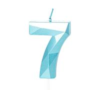 Vela azul número 7 para tartas, decoración de tartas para niños de 7 años