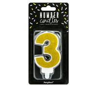 Vela Cumpleaños Dorada Partydeco - Número 3 | Elegante y Decorativa