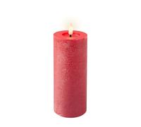 Vela de cera LED superficie rústica con pintura en aerosol Ø7x19cm LUMINEO - Rojo