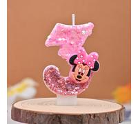 Vela de cumpleaños brillante de Minnie Mouse de Disney, Color degradado, número de atmósfera festiva, perfecta para suministros para fiestas y eventos de magdalenas 1 Juego