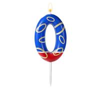 Vela de Cumpleaños con Estampado de Anillos Dorados Azules, Velas Numeros Cumpleaños con Temática Azul Adornos para Tarta para Niños Niñas Artículos para Fiestas (Número 0)