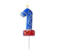 Vela de Cumpleaños con Estampado de Anillos Dorados Azules, Velas Numeros Cumpleaños con Temática Azul Adornos para Tarta para Niños Niñas Artículos para Fiestas (Número 1)