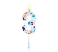 Vela de Cumpleaños con Forma de Pata de Perro Azul, 10cm Bonita Vela para Perros Velas Números Vela Bluey Suministros para Fiestas de Cumpleaños con Forma de Perro Azul para Niños (Número 3)