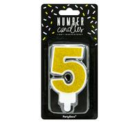 Vela de Cumpleaños Dorada Partydeco - Número 5 | Elegante y Brillante