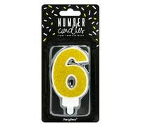 Vela de Cumpleaños Dorada Partydeco - Número 6 - Ideal para Fiestas