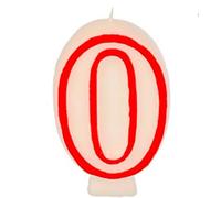 Vela de Cumpleaños Número 0 - Blanca con Filo Rojo, marca Partygram