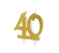 Vela de Cumpleaños Número 40 con Purpurina Dorada, Medida 7,5 cm