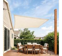 Vela de Sombra 110 x 230 cm PES, Resistente, 98% Protección Rayos UV, Prueba de Viento, Toldo Vela de Sombra Impermeable con Ojales y Cuerdas para Patio, Jardín, Terraza, Blanquecino