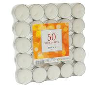 Vela de té (Ø x Al: 38 mm x 16 cm, Blanco, Tiempo de combustión aprox.: 4 h, 50 ud.)