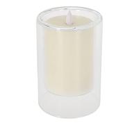 VELA LED EN VASO CRISTAL EFECTO FUEGO REAL