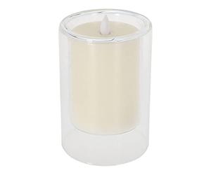 VELA LED EN VASO CRISTAL EFECTO FUEGO REAL