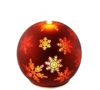 Vela LED esférica de cristal con diseño de copo de nieve y temporizador, 10 cm, vela LED eléctrica, luz blanca cálida, decoración de Adviento, corona de Adviento, corona de Navidad, decoración de