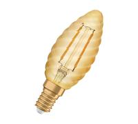 OSRAM Lámpara LED Vintage 1906 Classic BW FIL, E14, vela torcida, dorada, 1,5 W, 120 lm, 2400 K, color de luz de confort blanco cálido, optimo consumo de energía, larga duración