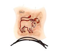 Vela plana de alta calidad con soporte en metal, 16 x 16cm Signo del zodiaco: Tauro