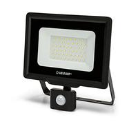 Velamp IS768-5-6500K - Foco LED con sensor de movimiento, 50 W, 4000 lúmenes, luz blanca fría (6500 K), proyector de exterior IP44 para jardín, patio, 50 W, negro