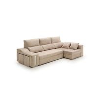 Velare | Sofa Chaise Longue Cama con Arcón y Puff Giuliana Beige Derecha