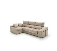 Velare | Sofa Chaise Longue Reclinable y Deslizante con Puffs Serena Alta Gama Beige Izquierda