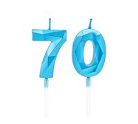 Velas 70 cumpleaños, velas con número azul, decoraciones para tartas de cumpleaños, bodas, aniversarios de empresa