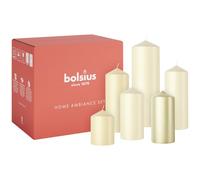 Velas Cilíndricas Suaves Bolsius - Juego de 6 - Charla de Almohada - Velas Decorativas para el Hogar - Larga Duración - Sin Perfume - Cera Natural de Origen Vegetal - Sin Aceite de Palma