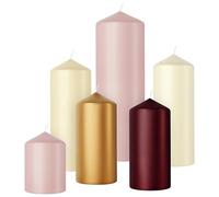 Velas Cilíndricas Suaves Bolsius - Juego de 6 - Lujo Háptico - Velas Decorativas para el Hogar - Larga Duración - Sin Perfume - Cera Natural de Origen Vegetal - Sin Aceite de Palma